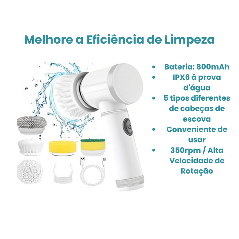 Escova Elétrica Inteligente Multifuncional 5 em 1 para Limpeza