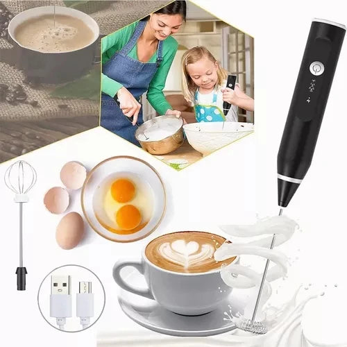 Batedor Misturador Mixer Elétrico para Bebidas, Leite, Café, Clara de Ovos 2 EM 1