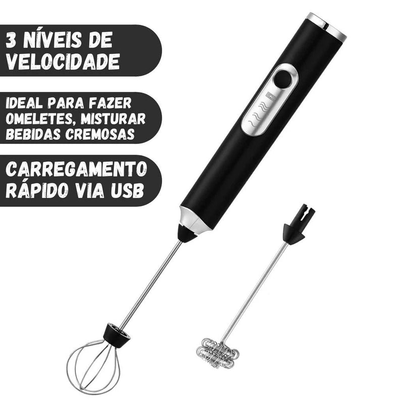 Batedor Misturador Mixer Elétrico para Bebidas, Leite, Café, Clara de Ovos 2 EM 1