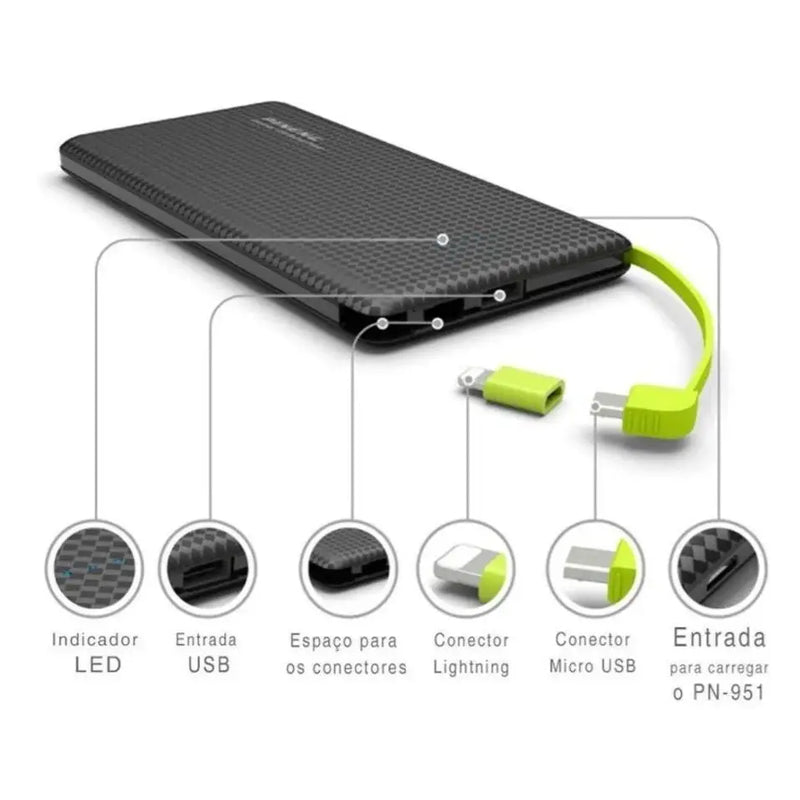 Carregador Portátil Pineng Power Bank 10.000mAh